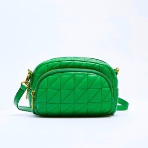 ZARA NWT Green Quilted Mini Crossbody Bag
